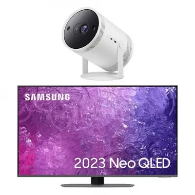 SAMSUNG QE85QN90CATXXU 85″ Smart 4K TV & The Freestyle SP-LSP3BLAXXU Smart TV Projector Bundle