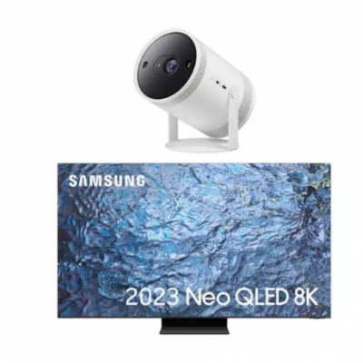 SAMSUNG QE85QN900CTXXU 85″ Smart 8K TV & The Freestyle SP-LSP3BLAXXU Smart TV Projector Bundle