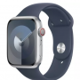 APPLE Watch Series 9 Cellular - 45 mm Silver Aluminium Case with Storm Blue Sport Band, M/L